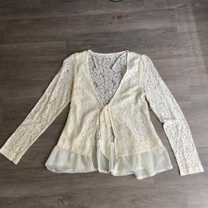 Cream lace cardigan/blazer